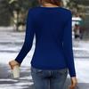 Top da Donna in Seta di Latte a Maniche Lunghe alla Moda Casual con Collo Asimmetrico e Bottoni T-shirt