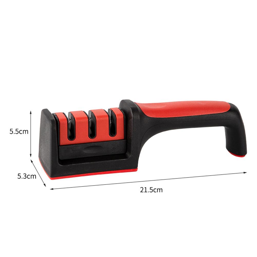 Kitchen 3-Segment Knife Sharpener Household Multi-Functional Hand-Held 3-Purpose Red Sharpening Stone Kitchen Knives Accessories 3 in 1