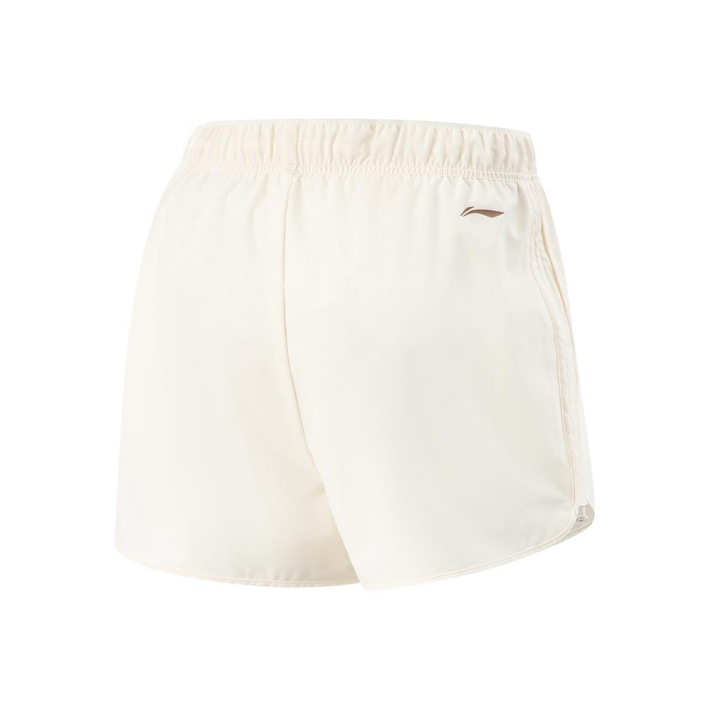 Li-Ning Comfortable Simple Versatile Casual Letter Lace-Up Sports Shorts Women shorts Off-White AKSV412-6