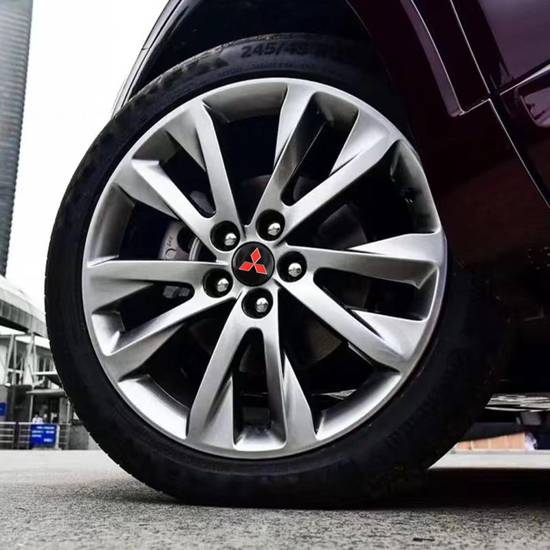 4PC Car Wheel Center Emblem Sticker Hub Cap Badge Decals For Mitsubishi Eclipse Lancer Outlander Pajero ASX Colt I200 Delica Ex rlvc25