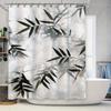 Modern Bamboo Leaves Waterproof Shower Curtain Heat Resistant Machine Washable Non-Transparent 180X180Cm