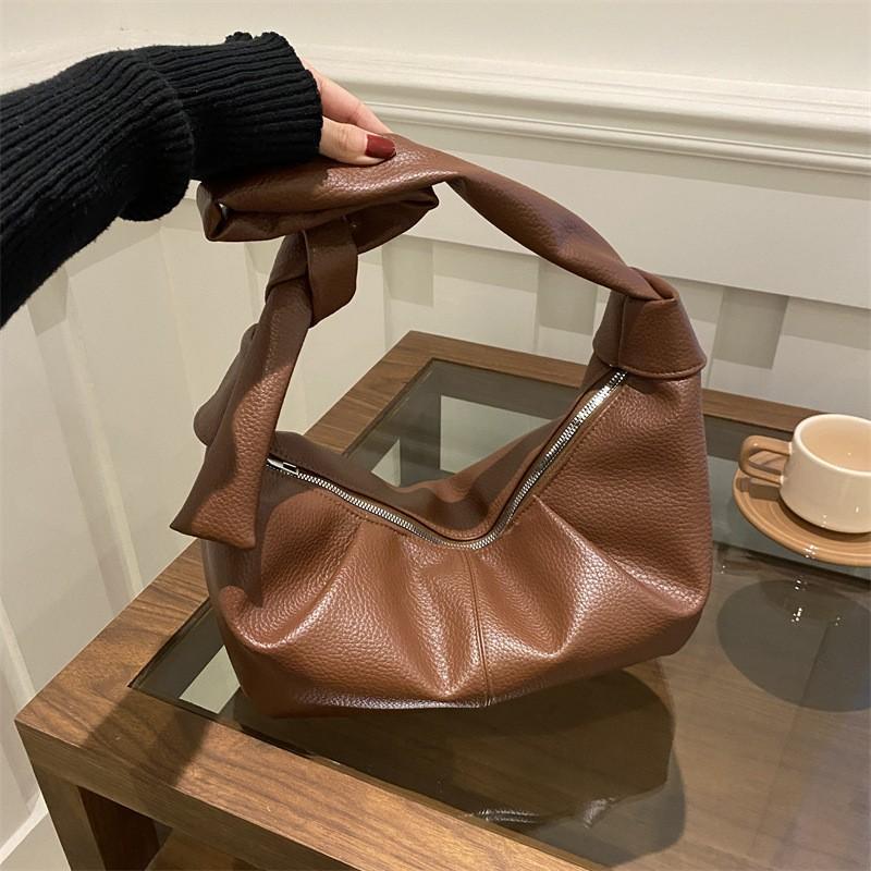 High-quality Brand Korean Crossbody Bag Retro Soft Pleated Dumpling Bag Pu Solid Color Zipper Shoulder Bag Trendy Versatile Bag