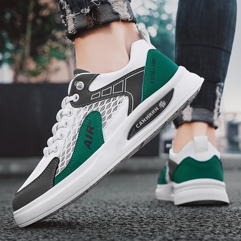 Summer men's shoes new breathable mesh shoes hollow canvas shoes men's trend versatile sports and leisure board shoes white shoes men