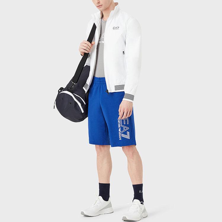 Emporio Armani Ss22 Solid Color Elastic Waist Logo Letter Print Straight Fit Casual Shorts Men shorts Blue 3LPS73-PJ05Z-1597