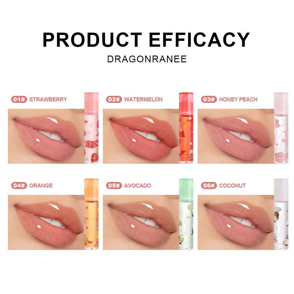 Dragon Ranee Šest sad průhledného bezbarvého oleje na rty, hydratační balzám na rty, ovocný olej na rty, hydratační, hydratační a hydratační, perleťový olej na rty