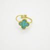 Vierblättriger Kleeblatt Goldplattierter Verstellbarer Ring für Damen - Elegantes Blumen-Design, Modischer und Schicker Schmuck für den Arbeitsweg