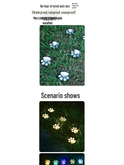 Solar Bear Paw Ground Light, Waterproof Outdoor Garden Lawn Night Light