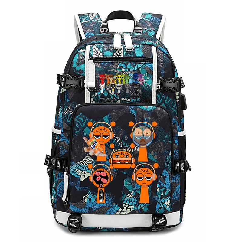Sprunki Music Box Game School Bag Cute Cartoon Printing Trend College Style Large Capacity Backpack