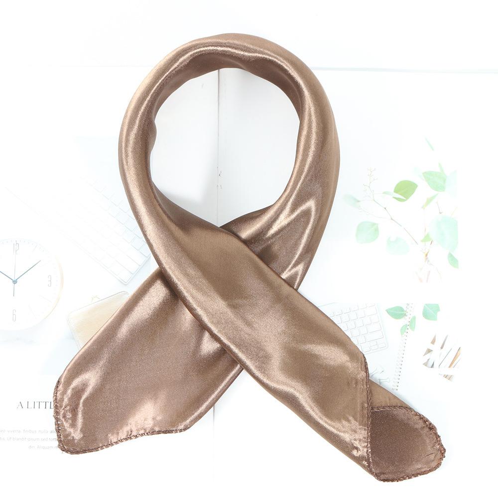 50*50cm Silk Scarf Women Small Soft Squares Decorative Head Scarf Multicolor Stripe Print Kerchief Neck Wrap Solid Colors