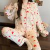 Japanese and Korean style cartoon cute pet pajamas women's autumn new imitation cotton thin loose loungewear long-sleeved two-piece set