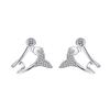 S925 Sterling Silver Earrings Female Plated Pt950 Little Mermaid Tail Micro -Mosaic Mossan Stone Earrings Earrings