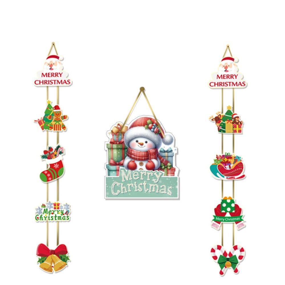 Traditional Design Christmas Door Decorations Hanging Sign Paper Merry Christmas Door Hanger Holiday Welcome Hanging Decor