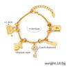 Vintage-Inspired Rhinestone Pendant Charm Bracelet Women 18K Gold Plated Titanium Steel Hypoallergenic Fade-Resistant