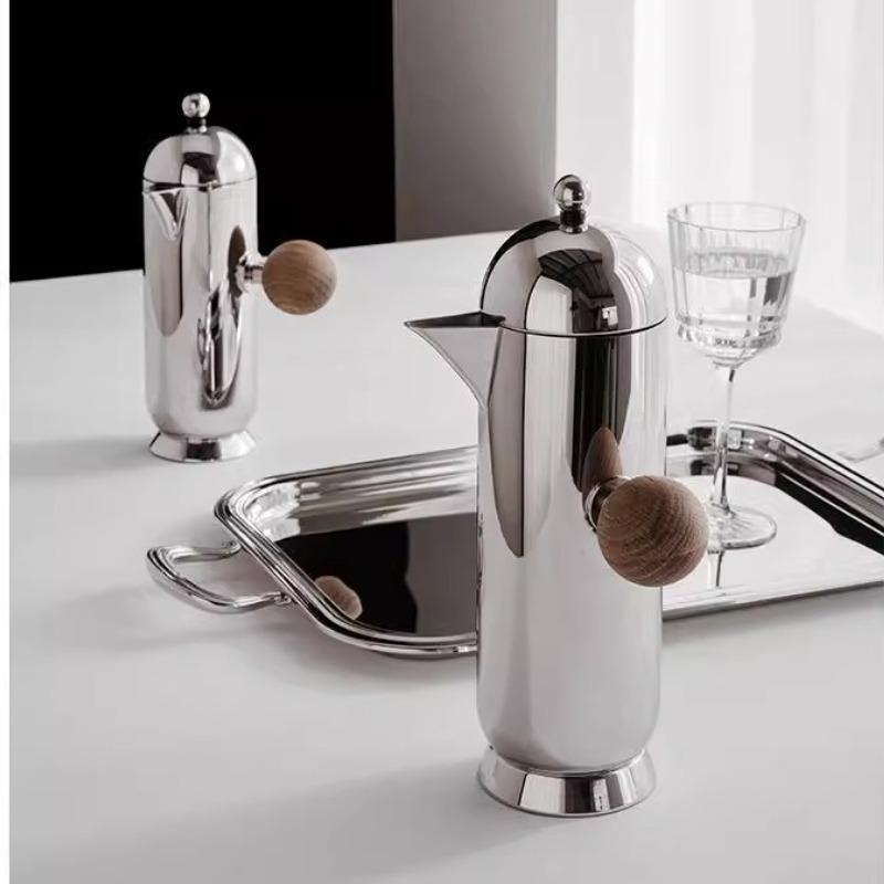 1PC French Press Pot European Stainless Steel Household Extraction Hand Brew Coffee Pot Milk Foam Appliance Light Luxury Decor