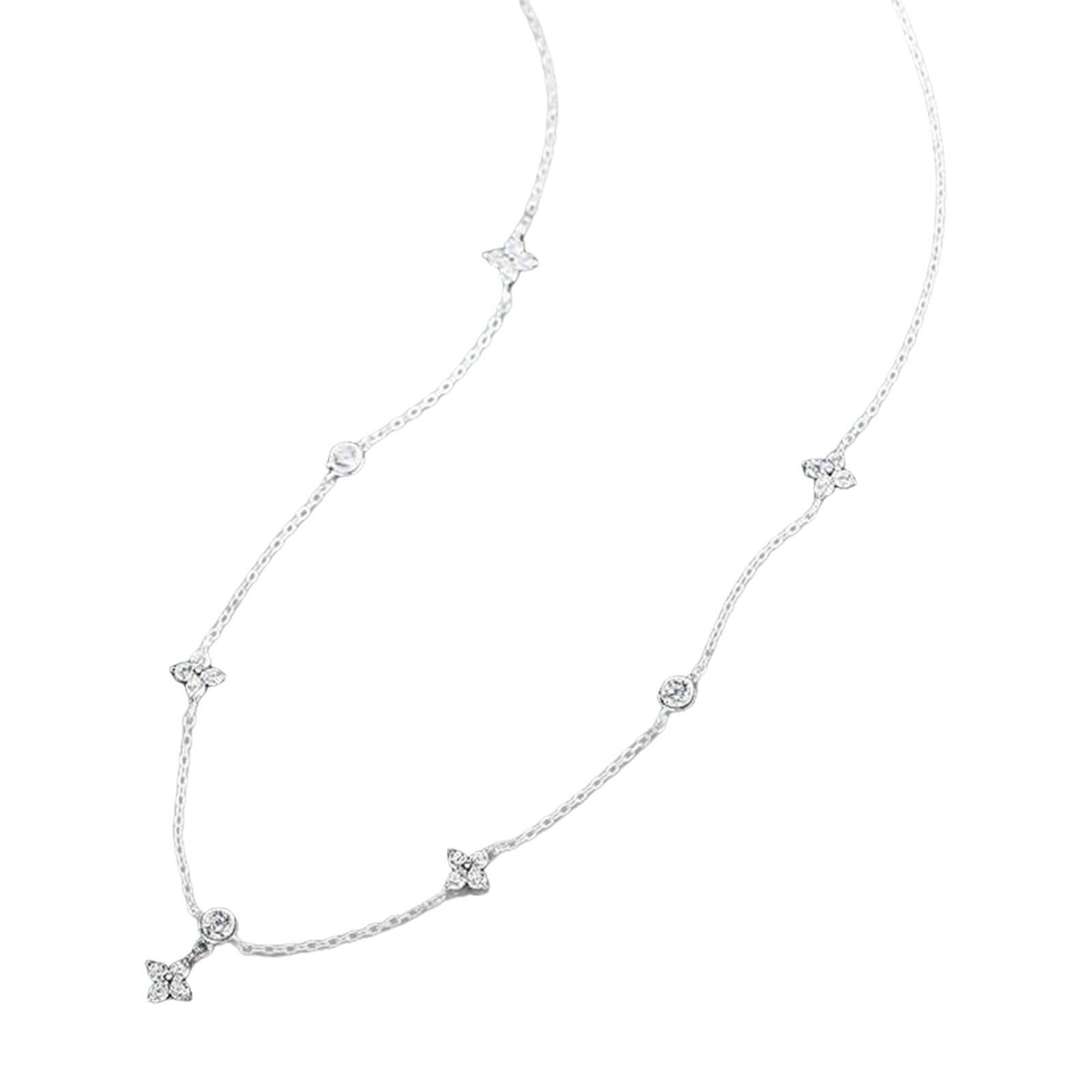 

Sparkling Necklace Pendant Necklace Four Leaf Clover Charm Necklace Copper Texture Neck Jewelry for Expressing Love белый