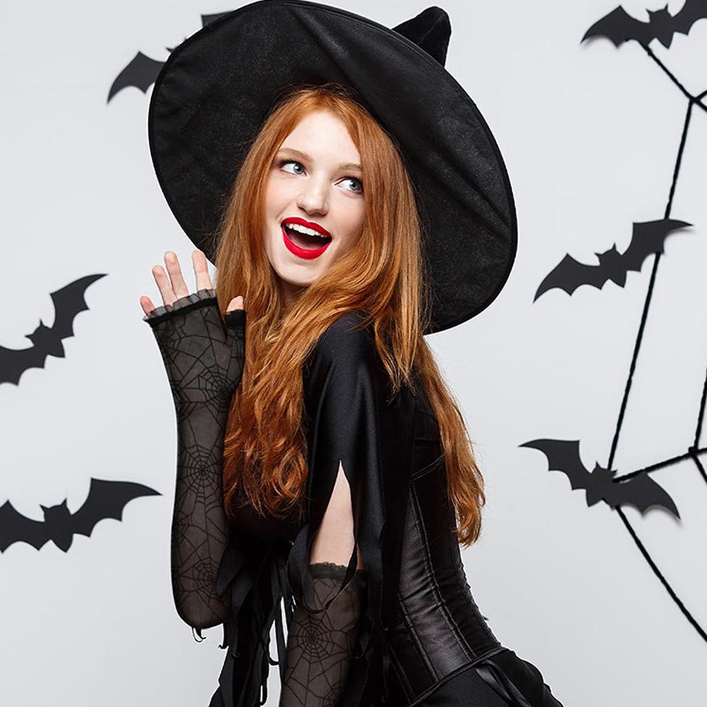 Spiderweb Patterned Long Stretchable Mesh Gloves for Halloween Costume Parties and Cosplay Event