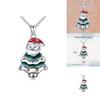 Christmas Santa Geometric Pendant Necklace With Micro Inlaid Alloy For Holiday Celebration