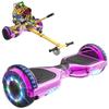 Hoverboard + Kart RCB 2-în-1 6,5 inch Bluetooth și LED – Karting ajustabil – roz/galben – cadou ideal copii
