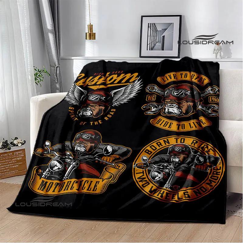 Motorcycle Retro Printing Blanket Flange Warm Soft and Comfortable Picnic Blanket Bed Linings Birthday Gift