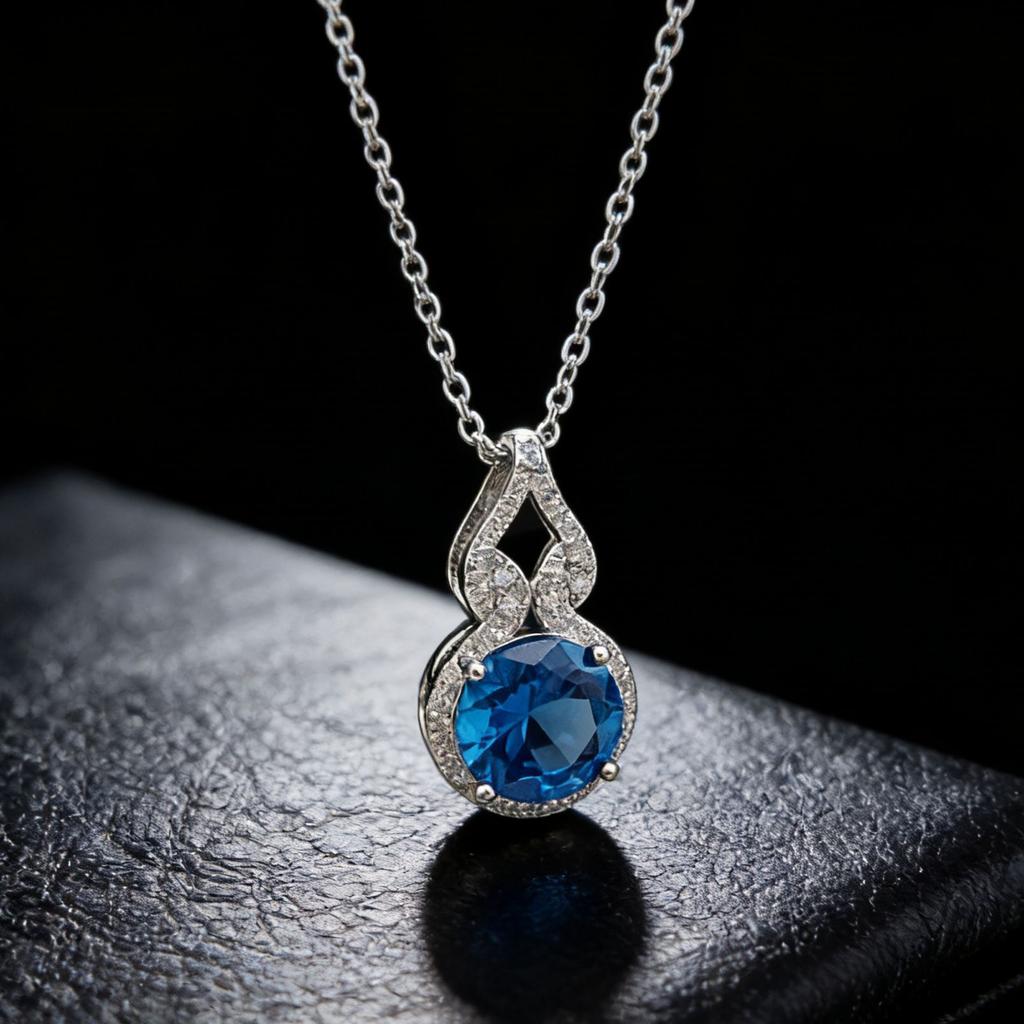 4 Carat Cultivated Ruby Sapphire Gourd Necklace Women's Classic Four-claw Big Diamond Emerald Pendant Collarbone Chain