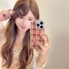 Korean Autumn/Winter Plaid Case for iPhone 17 Pro Max - Brown & Orange for Women