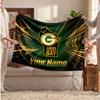 Green Bay Packers Flannel Blanket, Custom Name Text Personalized Soft Throw Blanket Home Decor Gift