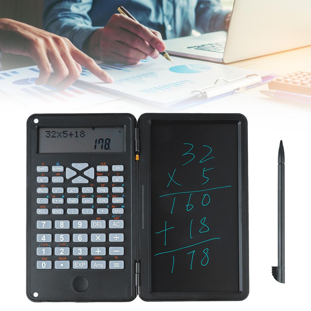 Scientific Calculator Two Row LCD Display Writing Tablet Sensitive Multifunction Desk Calculator for