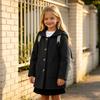 Girls Casual Mid-Length Wool Coat with Lapel and Button Front