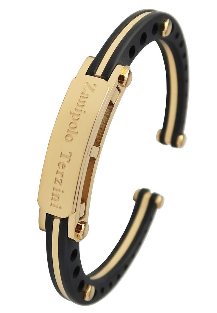 Zanipolo Tarzini Plated Rubber Bangle Bracelet (Limited Edition Gold Color) 17cm Surgical Stainless Steel