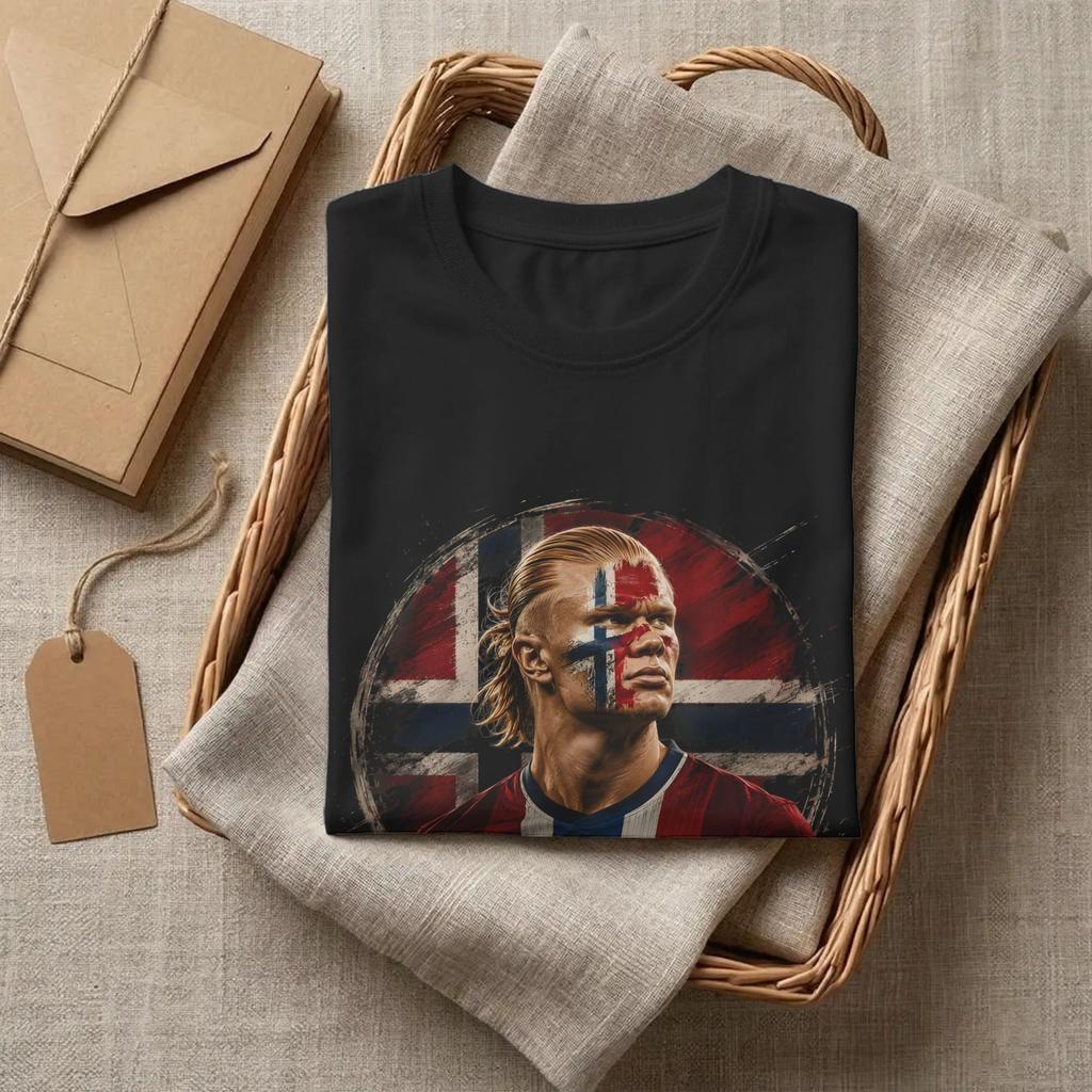 Haaland Norway Soccer TShirts Unisex Unisex Crazy 100 Cotton Tees Round Collar Short Sleeve T Shirt Plus Size Clothes