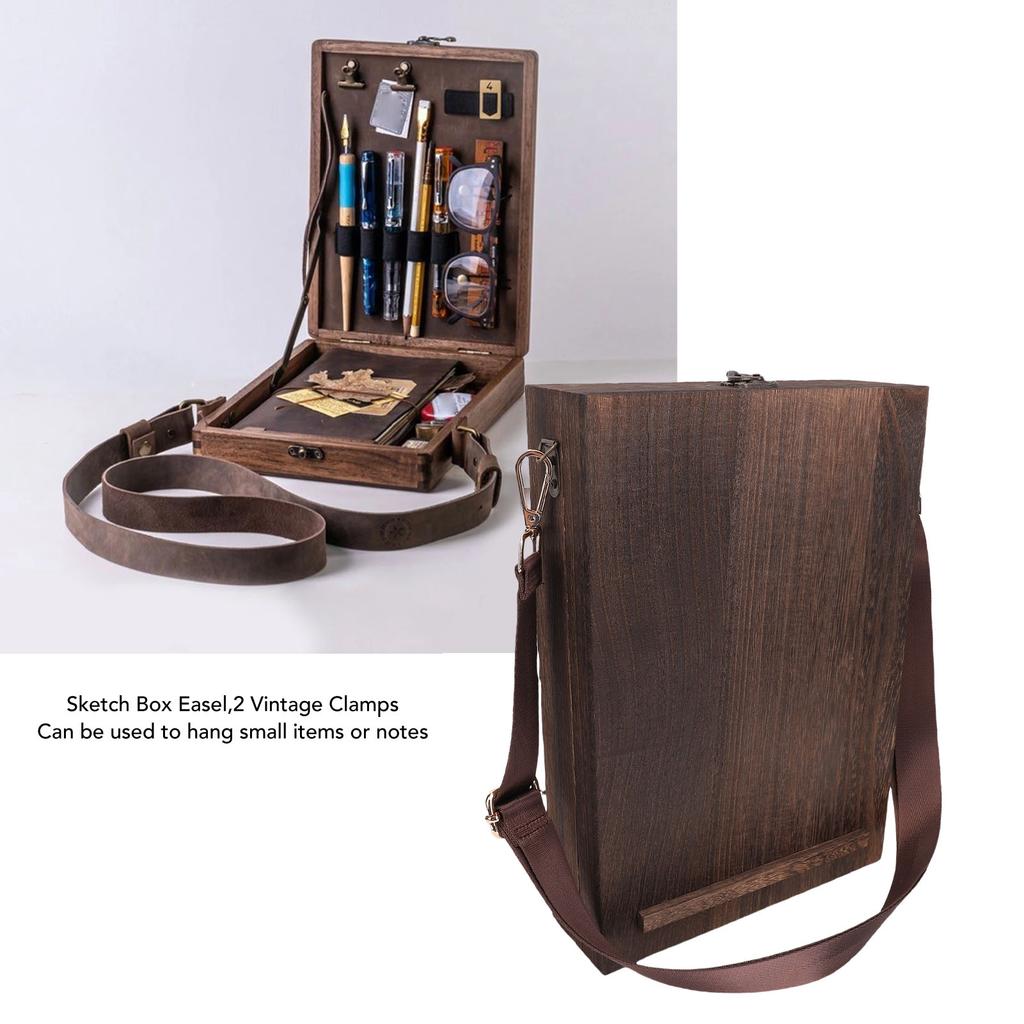 Writers Messenger Wood Box Multifunctional Wooden Handmade Postman Bag Portable Artist Tool Bag Painting Brush Tool Storage Sketch Box Easel