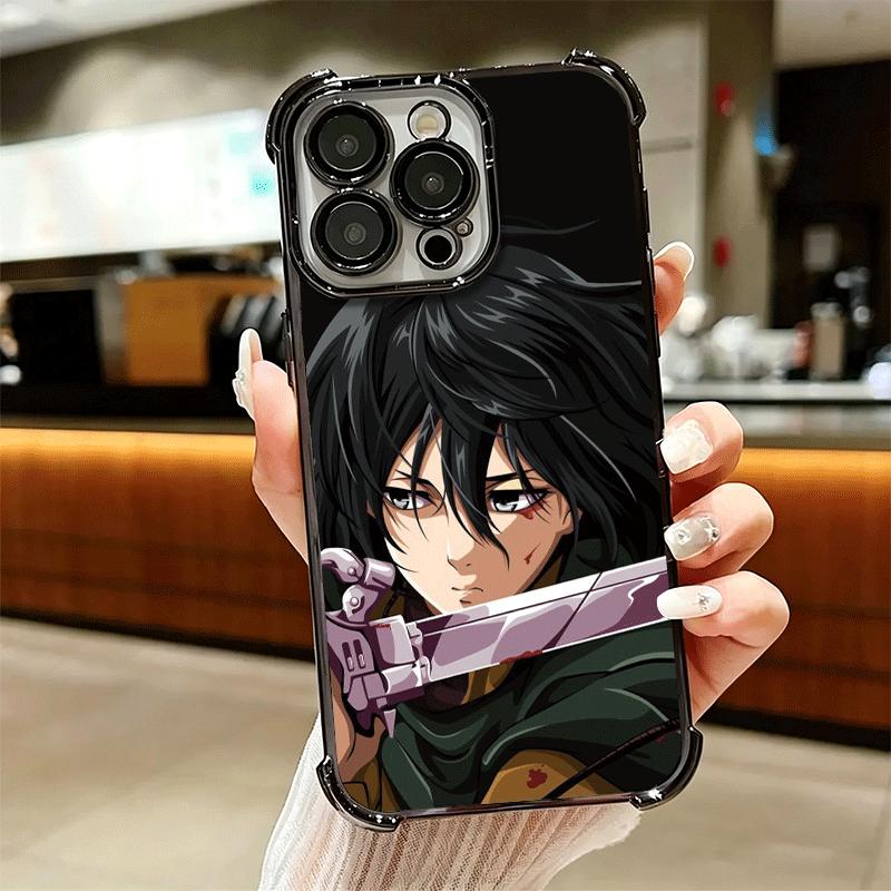 A-Attack On T-Titan Mikasa Plating Phone Case For Iphone 16 17 Pro Max Air 16E 14 15 Plus 12 13 Mini Anti-Fall Airabag Cover