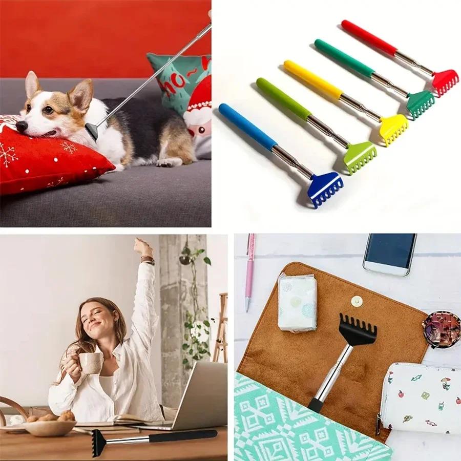 2PCS Back Extendable Scratchers Stainless Steel Telescopic Scratching Massager Extendable Telescoping Anti-itch Tool Relax Back
