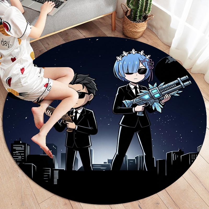 Re Zero Round Area Rug Carpet Rug For Living Room Bedroom Sofa Playroom Decor Nonslip Floor Mat