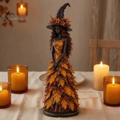 Unique Witch Ornaments for Home Autumn Figurine, Halloween Statue, Fall Tabletop Decor, Shelf Decoration Seasonal Themed Gifts Mantel Fireplace Tiered