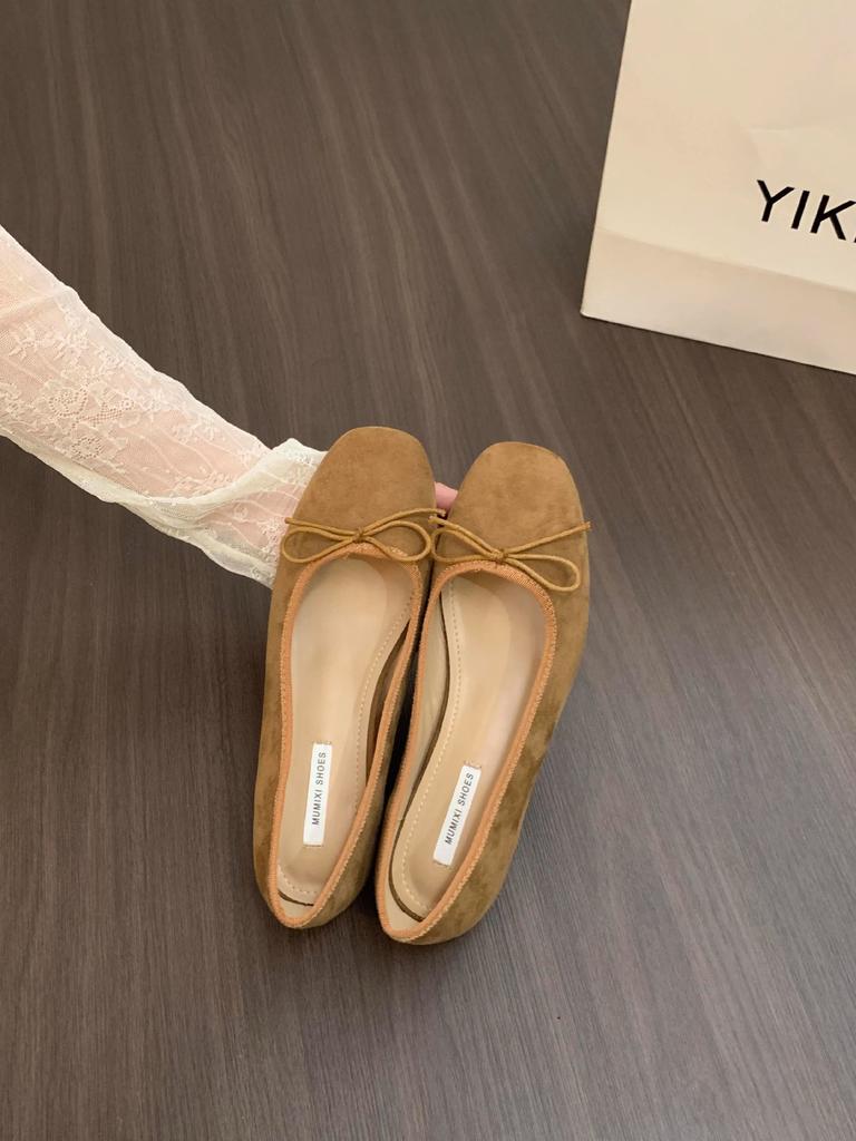 French Inner Height Increase Ballet Single Shoes Women's Shoes 2025 New Spring and Autumn Bow Red Evening Shoes