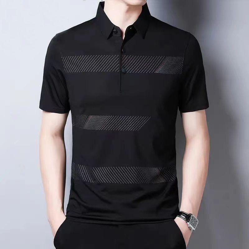 Middle-aged Men's Short-sleeved T-shirt  Men's New Business Casual Dad Lapel Polo Cypress Half-sleeved