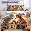 3pcs Custom Name Wolf Spirit Journey Bedding Set Printed Bedding Set Duvet Cover Closure Includes 1 Duvet Cover & 2 Pillowcases Bedroom Decor
