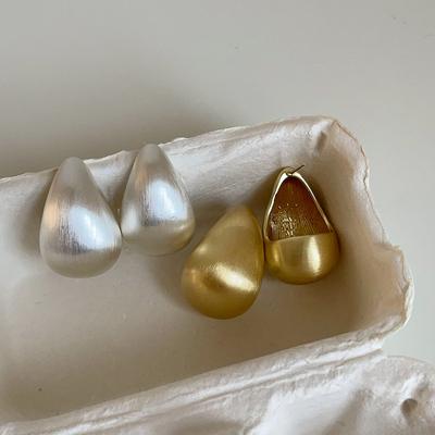 Cold Wind Exaggerated Brushed Large Water Drop Metal Stud Earrings Female Personality Unique Fashion Versatile Earrings