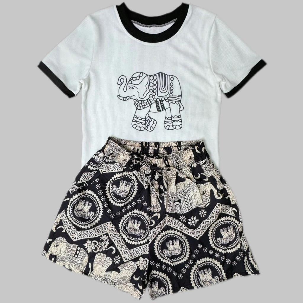 Elephant Pants Shorts Training Kickboxing Muay Thai Boxing Print Unisex Men Women Quick Dry Martial Art Boxer Kid Fighting Fitness Workout One size