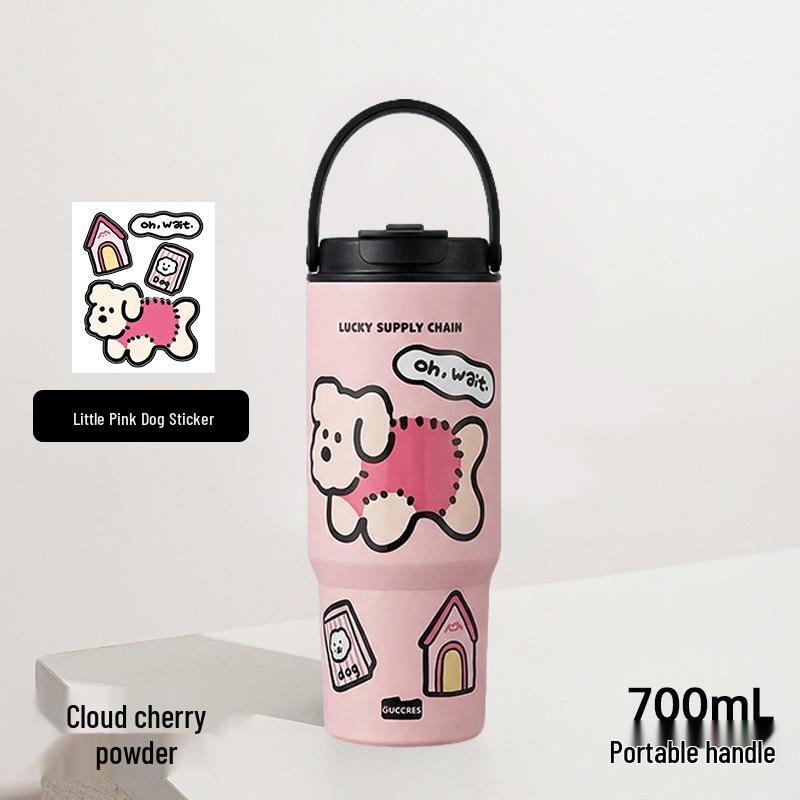 Large Capacity 316 Stainless Steel Insulated Cup with Straw and Portable Handle