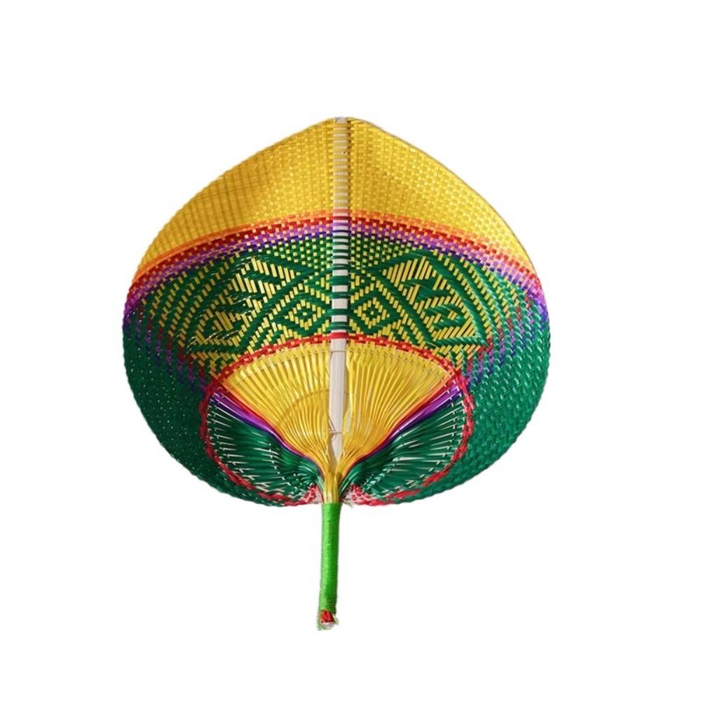 Bamboo Palm Leaf Fan Handmade Heart Shaped Fan Photography Props Hand-woven Fan  Outdoor Activities