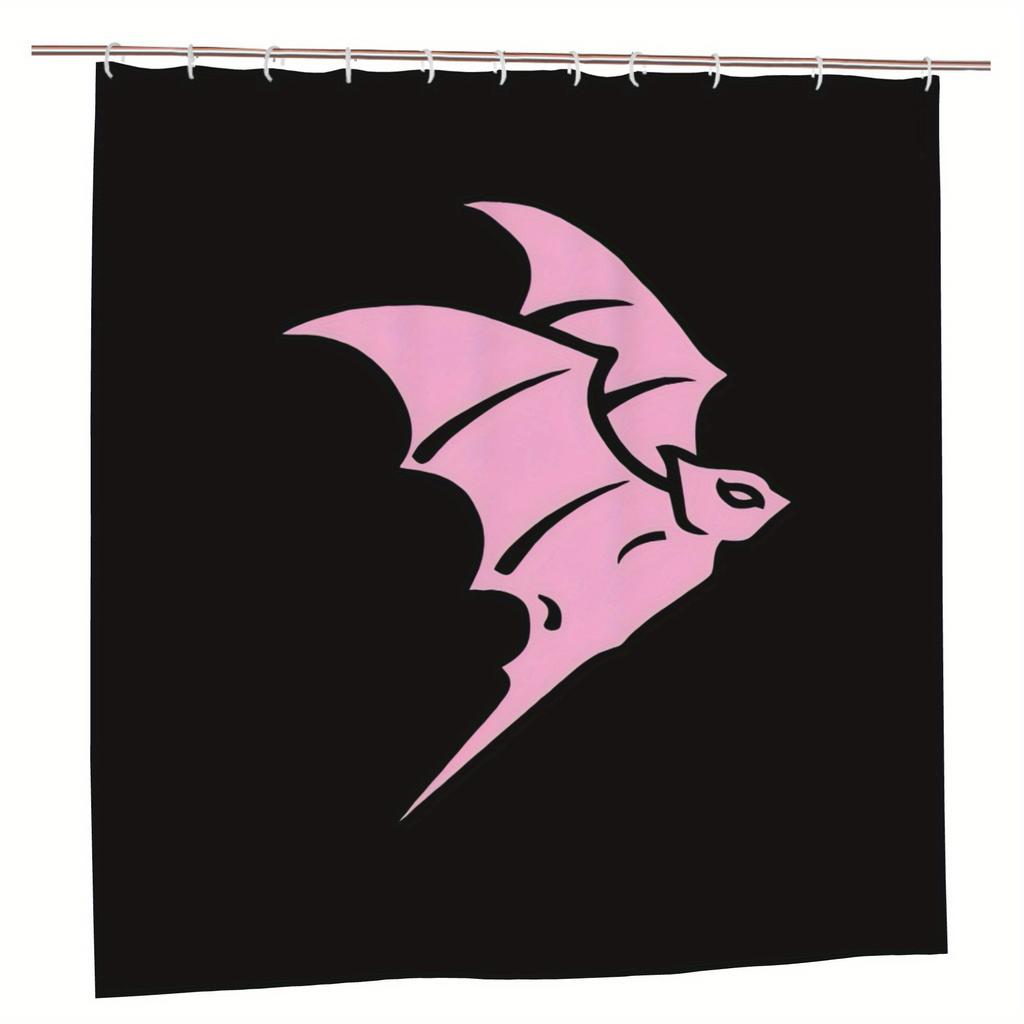 Jhayco Inspirational Fashion Shower Curtain with Bat Design - Durable Polyester, Machine Washable, Grommet Hooks, Dry & Wet Sepa