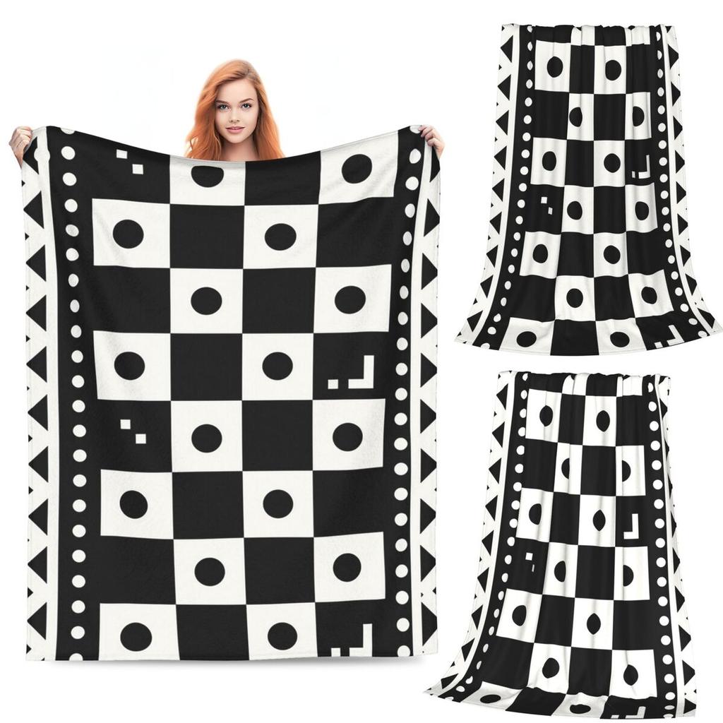 Chess Board Black And White Grid Checkered  Blankets Fleece Sofa Throw Blanket Portable for Couch Bedding Outdoor Throws
