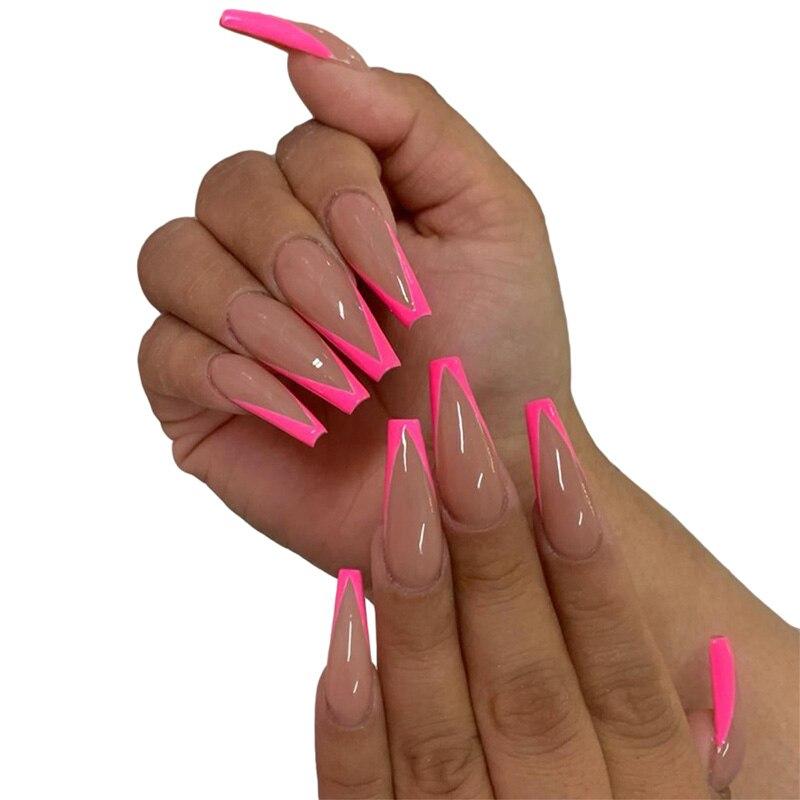 

Съемные накладные ногти Длинные накладные ногти Градиентные французские типсы Хит-цвет Типсы Гвозди для гроба Искусственные ногти