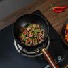 Japanese Style Uncoated Iron Pot with Wooden Handle Deep Wok with Wooden Lid Non Stick Cast Iron Saucepan for Cooking Soup Milk Noodles
