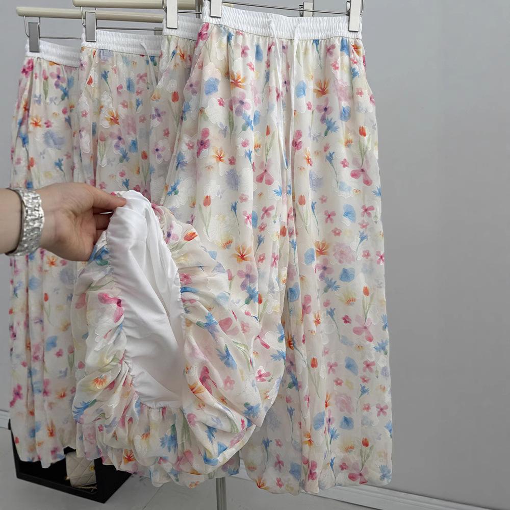 Summer Floral Palazzo Pants Women High Waist Loose Print Wide Leg Trousers Drapery Comfortable