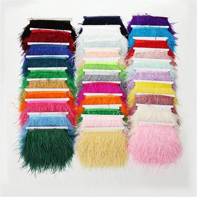 1/5/10M Bordo di Piume di Struzzo 8-10cm Piume Frangia Nastro per Cucito Fai da Te Abbigliamento Piume Accessori Decorazione Abito da Sposa