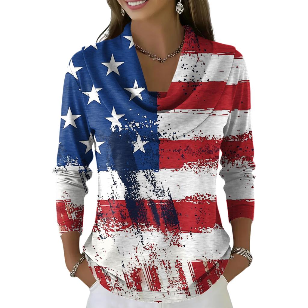 Women's Casual And Fashionable Round Neck Long Sleeved Printed Top Sweater