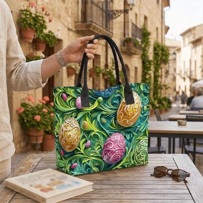  Easter Egg Pattern Canvas Tote Bag